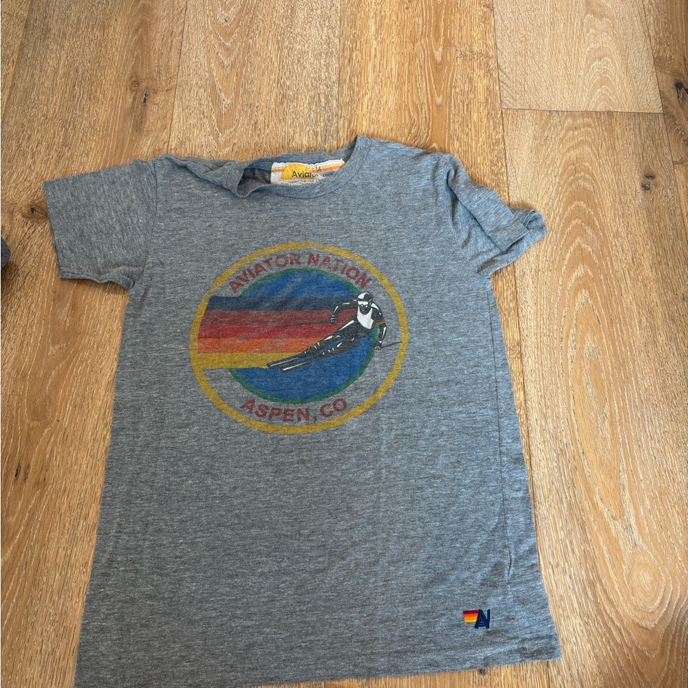 Kids aviator nation, Heather, Grey T-shirt size 14